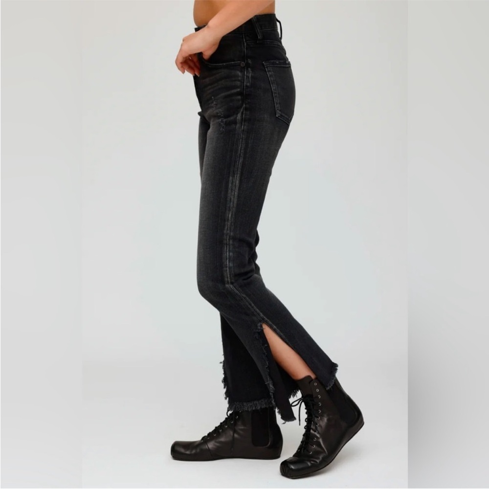 Moussy Vintage Alhambra Flare Jeans Split Hem High Rise Japanese Denim Size 24 - Picture 13 of 14